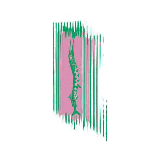 Бяла тениска с принт риба ||