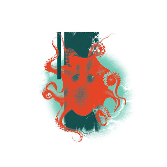 Бяла тениска с принт октопод |