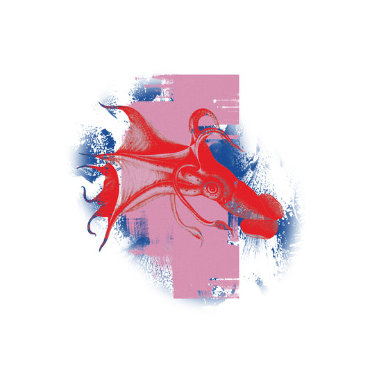 Бяла тениска с принт октопод ||