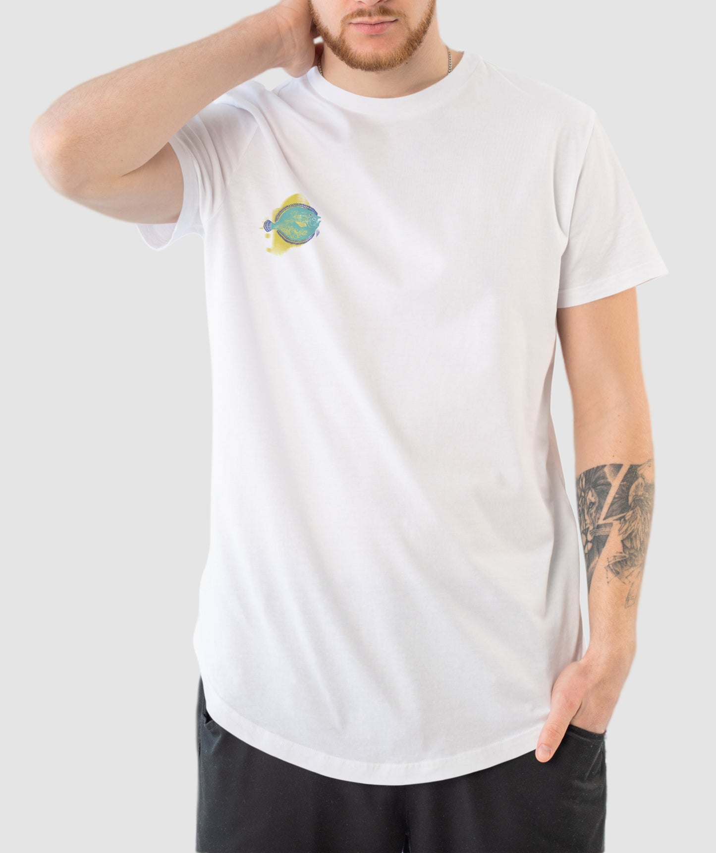 White t-shirt with fish print |