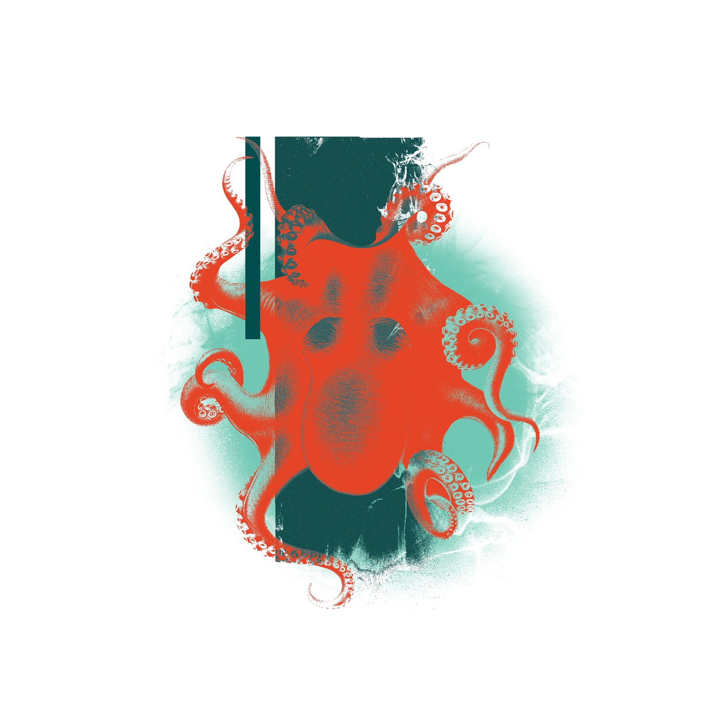 White t-shirt with octopus print |
